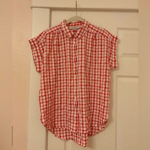 LOFT Women’s Gingham picnic Red and White checked plaid Shirt size medium